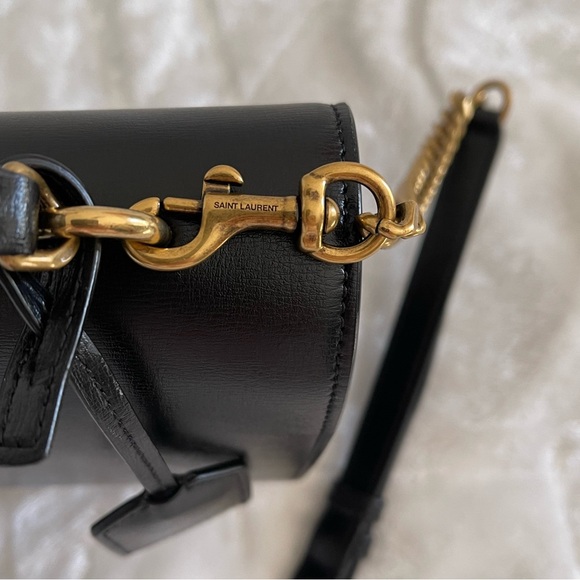 Saint Laurent YSL Medium Sunset Top Handle Black and Gold Handbag/Crossbody. - Picture 9 of 15